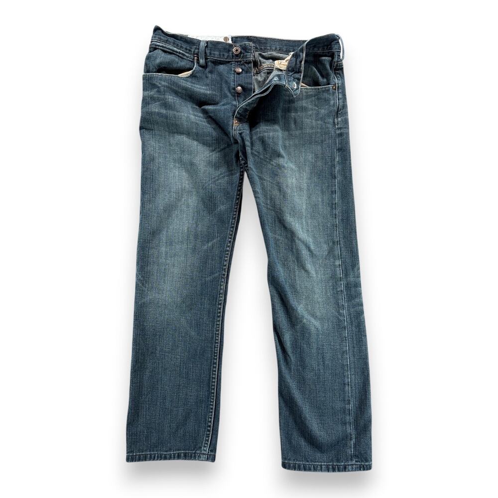 Gap Jeans Mens 33x29 Blue Cotton Dark Wash Denim Morrison Button Fly Faded